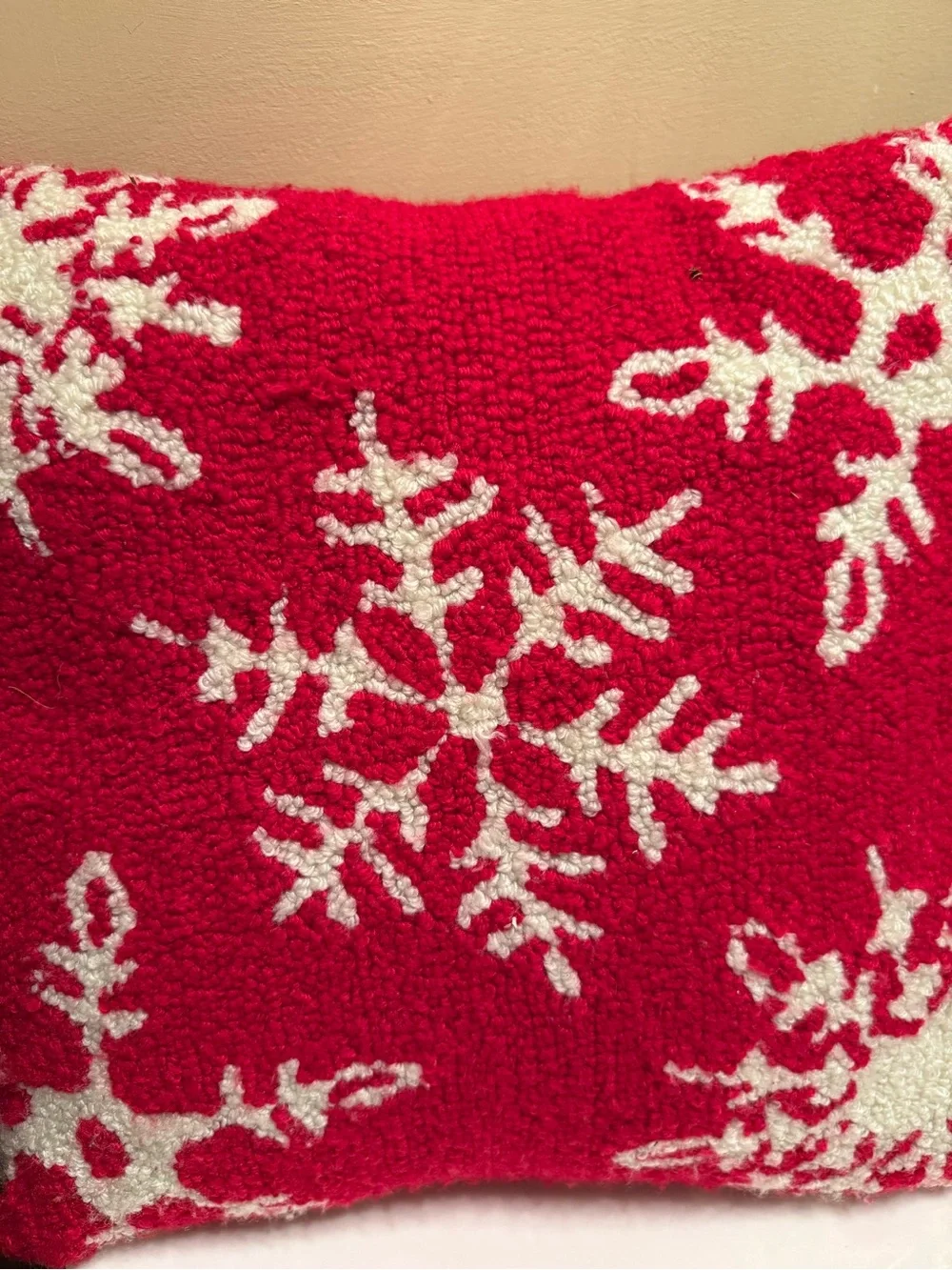 Source Unknown Red Holiday Snowflake Pillow